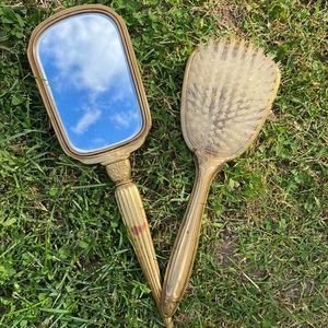 Vintage Brush and Mirror Set